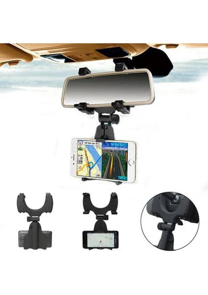 Araç Içi Dikiz Aynası Telefon ve Navigasyon Tutucu (Siyah) modelleri