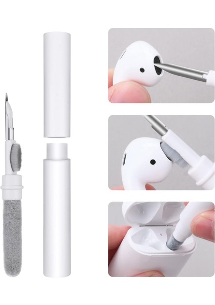 Airpod Temizleme Kiti, Süngerli 3'ü 1 Arada Airpod Temizleyici Kalem, Kablosuz Kulaklıklar