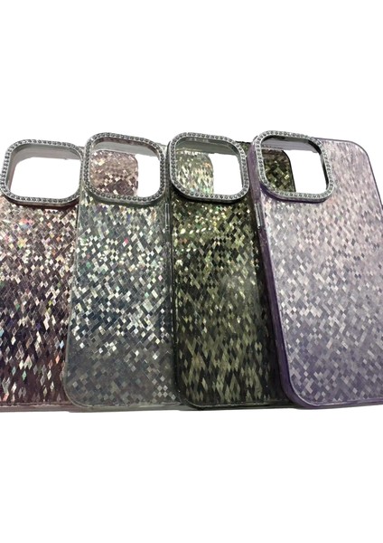 iphone 15 Pro – Taşlı Simli Silikon Kılıf Kapak VTX-6157