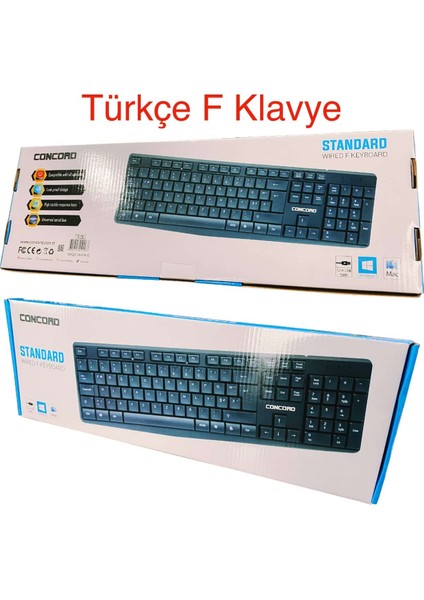 F Türkçe Standart Klavye USB Concord C-72
