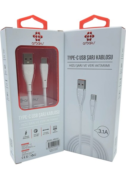 3.1A Type-C Şarj Kablosu Arbaks Arb-51