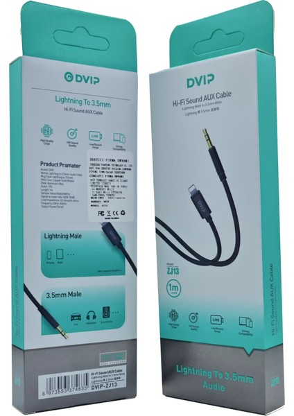 1 Metre Aux Çevirici Apple iPhone Lightning Dönüştürücü Dvip ZJ13