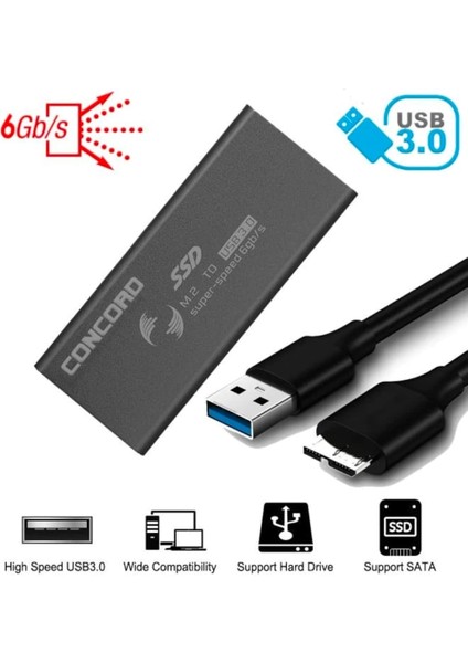M2 Sata Ngff To USB 3.0 Harddisk Kutusu Concord C-898