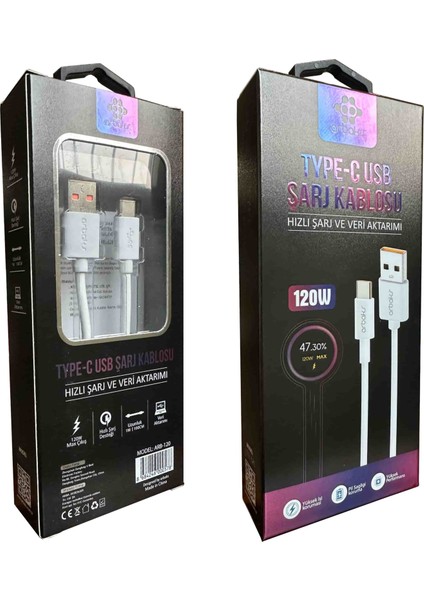 Max 120W Mi Turbo Kablo Saniye Göstergeli 6A Type-C Arbaks ARB-120
