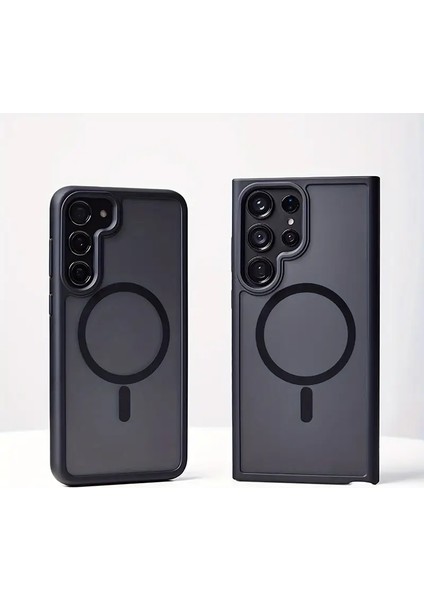 Galaxy S23 Plus - Kılıf Metal Tuşlu Sert Pc Arka Yüzey Wireless Şarj Özellikli Flet Magsafe Kılıf