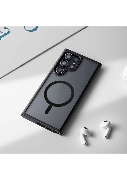 Galaxy S23 Plus - Kılıf Metal Tuşlu Sert Pc Arka Yüzey Wireless Şarj Özellikli Flet Magsafe Kılıf