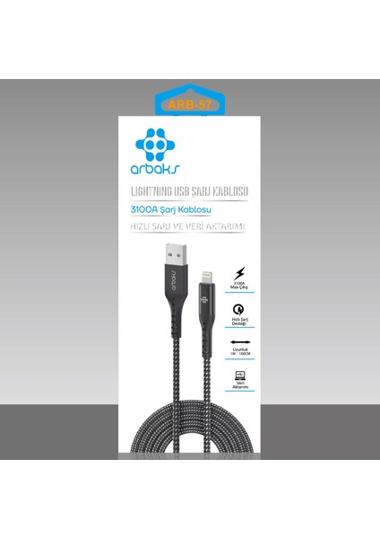 3.1A iphone Şarj Kablosu Arbaks Arb-57 fiyatları