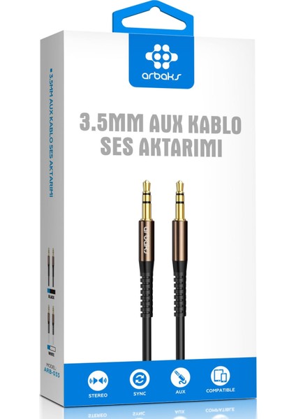 1 Metre 3.5mm Aux Kablosu Arbaks ARB-033