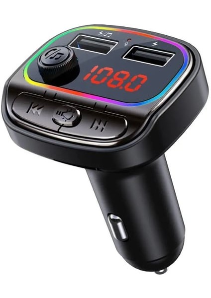 Rgb Renkli Araba Fm Mp3 Çalar Kablosuz Bluetooth 5.0 C26