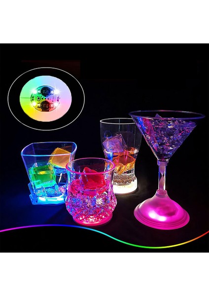 Büro Ev Ofis Etkinik Süsleri Için 6cm 3mod LED Işıklı Yapışkanlı Glow Bardak Altı Aparatı