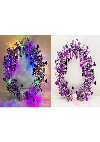 Büro Ev Ofis Etkinlik Gösteri Kostüm Tacı Için Mor 3mod LED Işık Kalp Püskül Gece Parıltı Taç