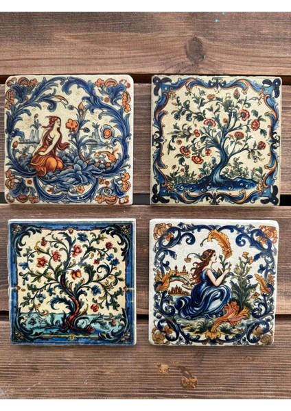 Doğaltaş Bardak Altlığı - 4'lü Set 10 x 10 cm