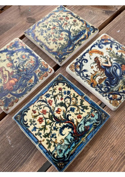 Doğaltaş Bardak Altlığı - 4'lü Set 10 x 10 cm