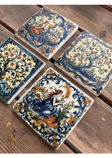 Doğaltaş Bardak Altlığı - 4'lü Set 10 x 10 cm