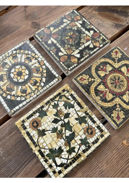 Doğaltaş Bardak Altlığı - 4'lü Set 10 x 10 cm modelleri