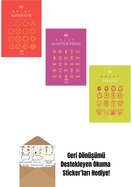Kolay Matematik - Kolay Kuantum Fiziği - Kolay Felsefe - 3 Kitap Set + Okuma Sticker'ları