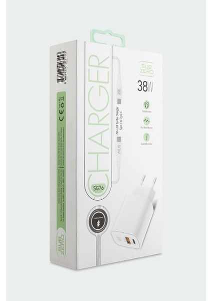 SG76 38W Usb/pd Girişli Type-C Turbo Şarj Aleti | Yüksek Hızlı Güvenli Şarj