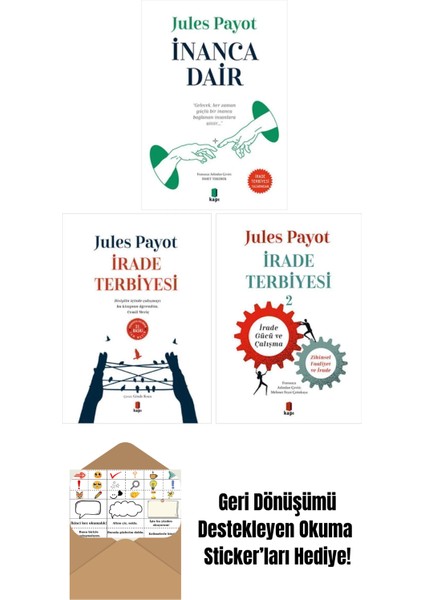 Jules Payot 3 Kitap Set / Irade Terbiyesi 1-2 - Inanca Dair + Okuma Sticker'ları