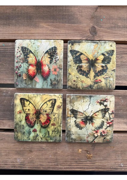 Doğaltaş Bardak Altlığı - 4'lü Set 10 x 10 cm