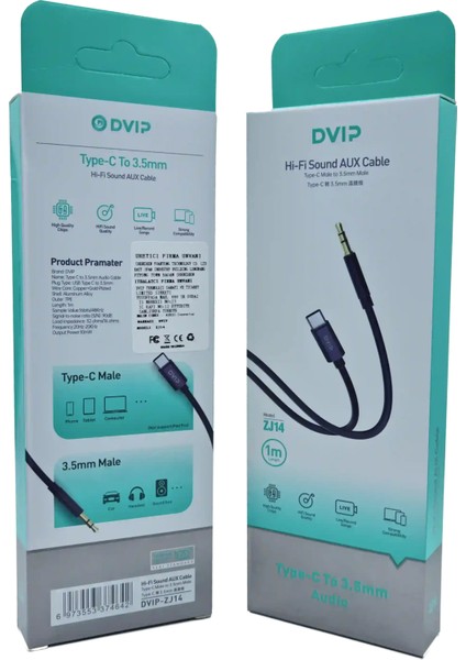 1 Metre Aux Çevirici Type-C Dönüştürücü Dvip ZJ14