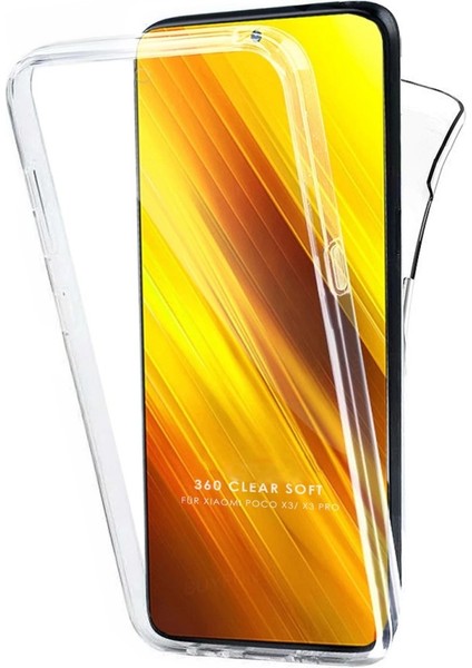 Poco X3 Pro Uyumlu 360° Ön Arka Tam Koruyucu Şeffaf Silikon Full Body Kılıf