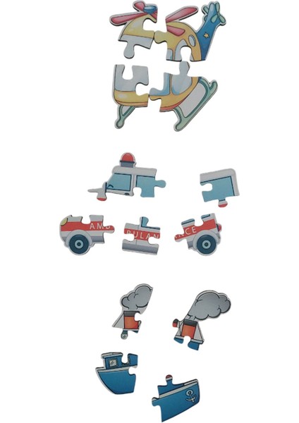 Araçlar Vehicles / 13 Adet Puzzle Yapboz Puzzle / 82 Parça Okul Öncesi Zeka Geliştirici Oyuncak