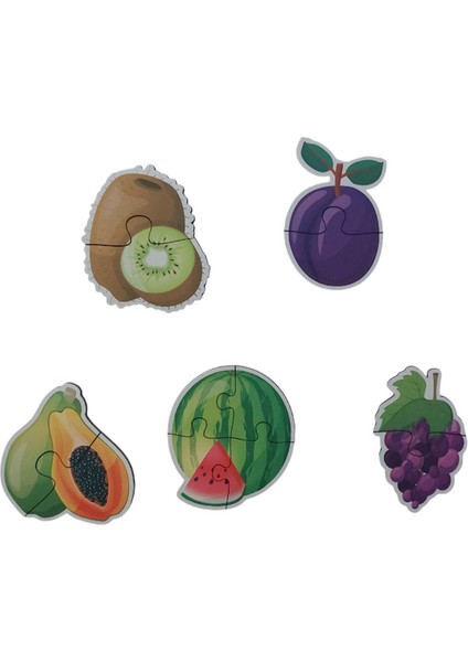 Meyveler Fruits / 17 Adet Puzzle Yapboz Puzzle / 42 Parça Okul Öncesi Zeka Geliştirici Oyuncak