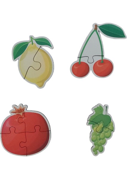 Meyveler Fruits / 17 Adet Puzzle Yapboz Puzzle / 42 Parça Okul Öncesi Zeka Geliştirici Oyuncak