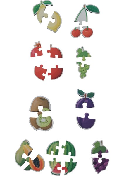 Meyveler Fruits / 17 Adet Puzzle Yapboz Puzzle / 42 Parça Okul Öncesi Zeka Geliştirici Oyuncak