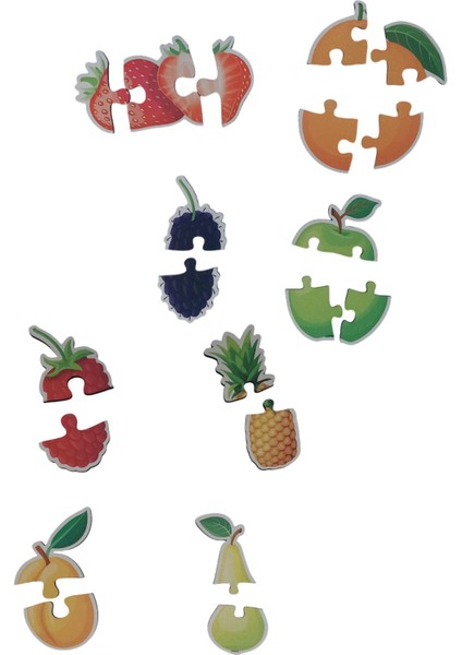 Meyveler Fruits / 17 Adet Puzzle Yapboz Puzzle / 42 Parça Okul Öncesi Zeka Geliştirici Oyuncak