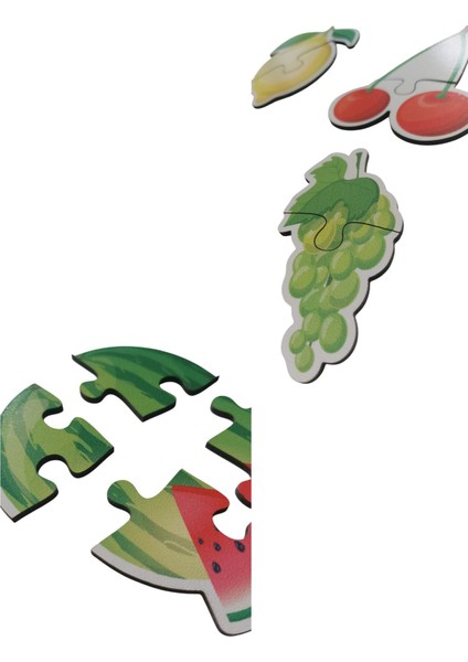 Meyveler Fruits / 17 Adet Puzzle Yapboz Puzzle / 42 Parça Okul Öncesi Zeka Geliştirici Oyuncak