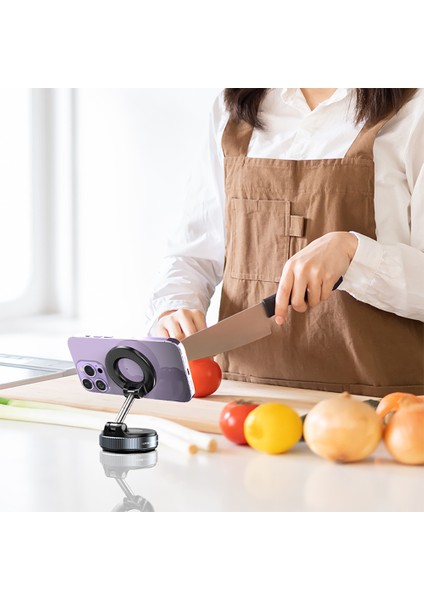 Araba Araç Içi Telefon Tutucu Vakum ve Manyetik Teknolojili 360° Dönen Sabit ve Güçlü Tutucu Siyah