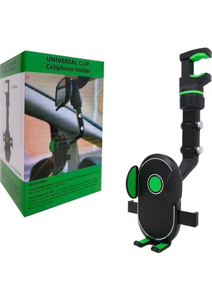 Araba Araç Içi Dikiz Aynası Telefon Tutucu Ayarlanabilir Kıskaçlı, Görüş Engellemez, Şık ve Pratik