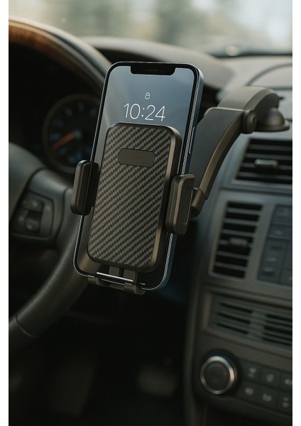 Oto Araba Araç Içi Telefon Tutucu Karbon Fiber Görünümlü, Cam & Torpido Için Vantuzlu Güçlü Tutucu modelleri