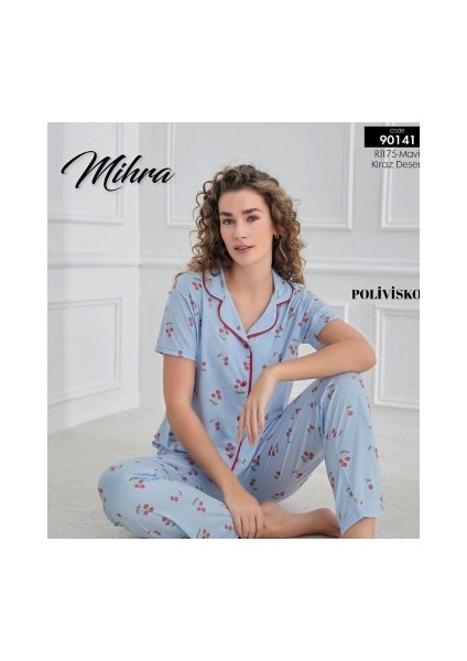 90141 Kadın Boydan Düğmeli Pijama Takımı