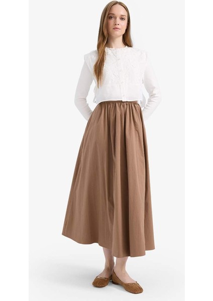 Yeni Sezon A Kesim Esnek Belli Poplin Maxi Tesettür Etek modelleri
