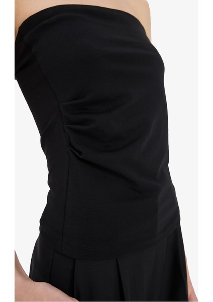 Yeni Sezon Slim Fit Dar Kesim Straplez Siyah Bluz indirimleri