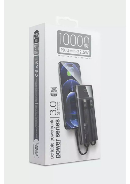 PR150 10.000 Mah Kablolu LED Ekranlı 22.5W Hızlı Powerbank