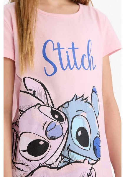 Yeni Sezon Kız Çocuk Disney Lilo & Stitch Kısa Kollu Elbise fırsatları
