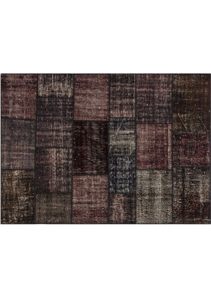 Kahverengi Doğal Dokuma Patchwork Halı