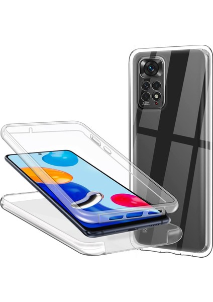 Xiaomi Redmi Note 11 Pro Uyumlu Ön Arka 360 Tam Koruma Şeffaf Soft Silikon Kılıf
