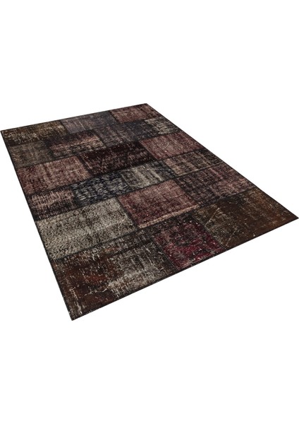 Kahverengi Doğal Dokuma Patchwork Halı