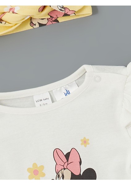 Yeni Sezon Minnie Mouse Baskili Kiz Bebek Body Tayt ve Sac Bandi 3'lu Takim - S5BQ30Z1 modelleri