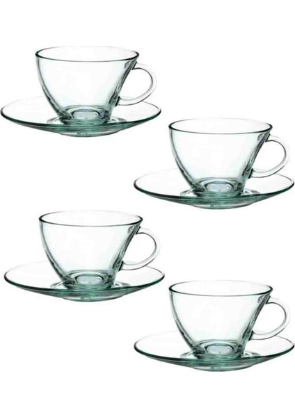 Aware Collection Penguen 4'lü Fincan Takımı 8 Parça Asimetrik Kahve Fincan Seti Cam
