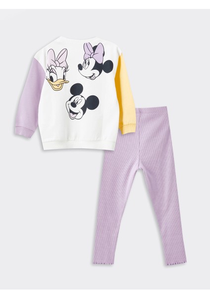Yeni Sezon Minnie Mouse Baskili Kiz Bebek Sweatshirt ve Tayt 2'li - S54798Z1