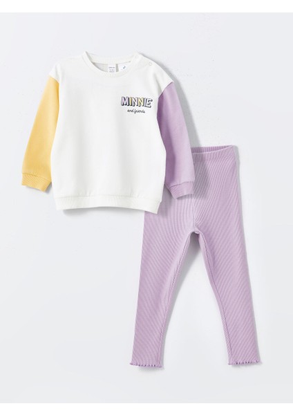 Yeni Sezon Minnie Mouse Baskili Kiz Bebek Sweatshirt ve Tayt 2'li - S54798Z1 fiyatları