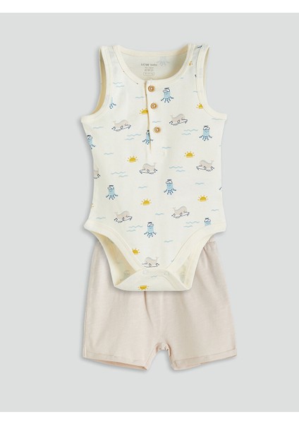 Yeni Sezon Organik Kumas Erkek Bebek Citcitli Body ve Tayt 2'li - S5HM09Z1