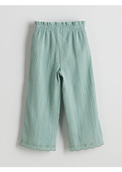 Yeni Sezon Beli Lastikli Muslin Kiz Cocuk Pantolon - S5DH05Z1