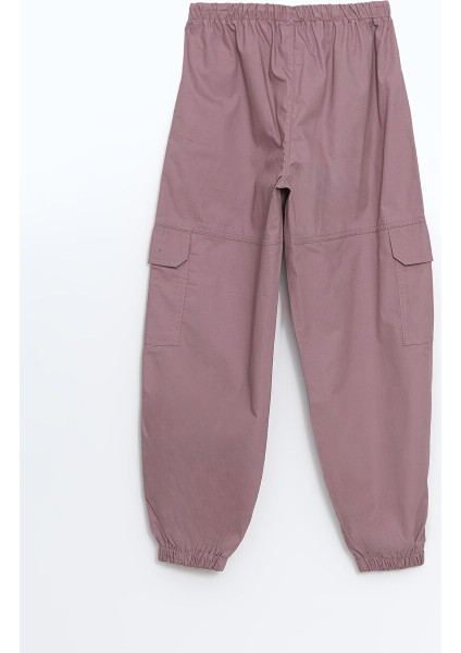 Yeni Sezon Beli Lastikli Kiz Cocuk Kargo Jogger Pantolon - S50517Z4