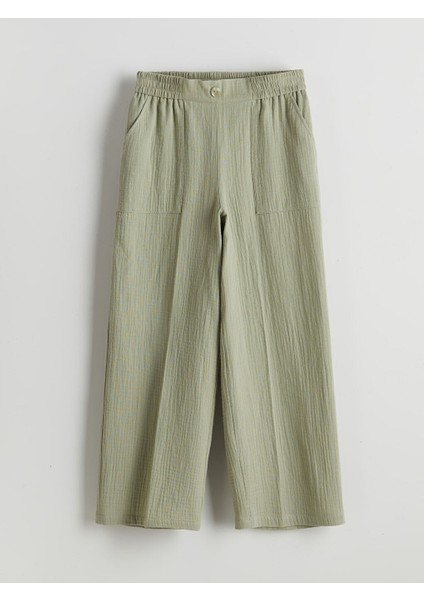Yeni Sezon Beli Lastikli Muslin Kiz Cocuk Pantolon - S5G086Z4
